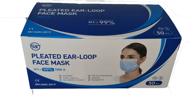 3 Ply Medical Surgical Face Mask BFE >99.9% - Earloop (50pcs/box)
