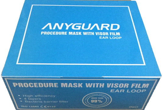 Fluid Shield Mask BFE>99% (4 layer blood & fluid protection) - AnyGuard (25pcs/box) - NxGenz - sgmed.co